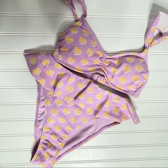 Stoney Clover Lane x Target Women's Flutter Strap Heart Print Bikini XS 127 - Picture 9 of 9
